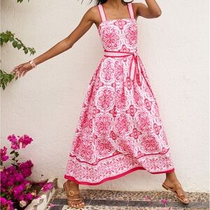 TIE WAIST MAXI DRESS - ELEGANT MEDALLION - Brand new